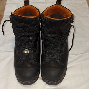 Timberland PRO Black and Orange Lace-Up Boots Size 12W